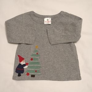 EUC Hanna Andersson HOLIDAY Gray Long Sleeve Christmas Santa Tee Shirt